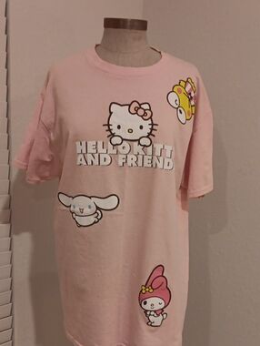 Hello Kitty Light Pink Short Sleeve Graphic Tee with Sanrio Characters